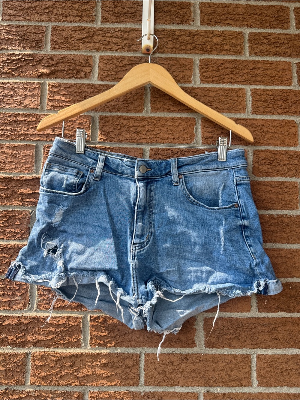 H&M Light Blue Distressed Denim Shorts